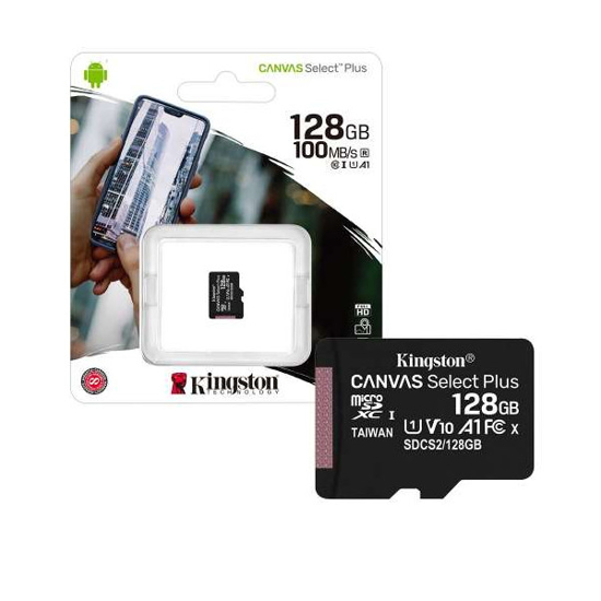 Изображение Atminties kortele, microSD Kingston, 128GB Class 10                                                                                                   