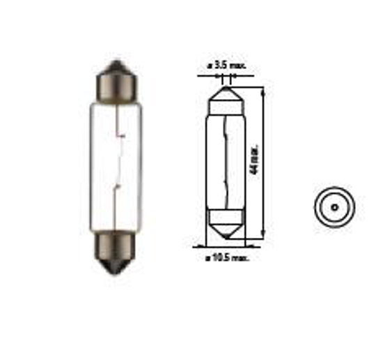 Vaizdas Bosma lemputė SV8.5, 10W, 11X44, 6V                                                                                                                   