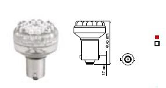 Изображение Bosma lempute BA15s, raudona, sviesos diodai                                                                                                          