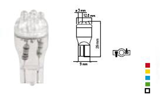 Vaizdas Bosma lemputė T13, raudona, šviesos diodai                                                                                                            