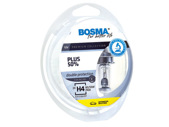 Изображение Bosma lempuciu komplektas H4, P43t, 60/55W, optiplus +50%                                                                                             