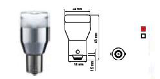 Picture of Bosma lempute BA15s, raudona, 3W, sviesos diodai                                                                                                      