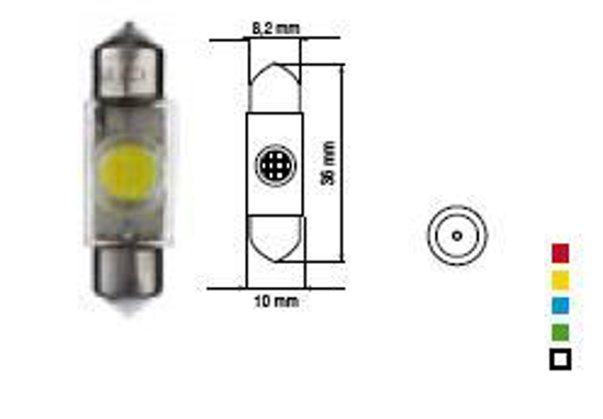 Vaizdas Bosma lemputė SV8.5, geltona, 10X36, šviesos diodai                                                                                                   