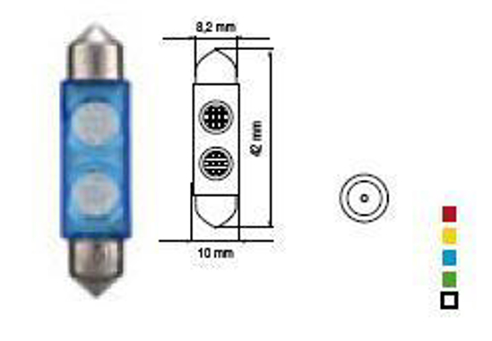 Vaizdas Bosma lemputė SV8.5, mėlyna, 10X42, šviesos diodai                                                                                                    