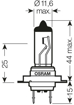 Изображение Osram lempute Original , H7, 55W, PX26d 64210                                                                                                         