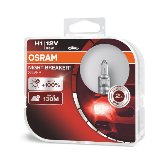 Picture of Osram lemputes SILVER +100%, H1, 55W, DUO 64150NBS-HCB                                                                                                