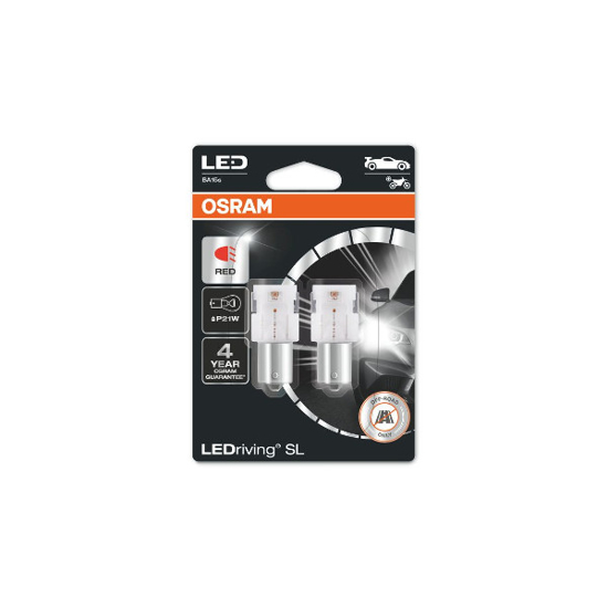 Изображение Osram LED lemputes, P21W  BA15s 12V/4W (21W) raudona, 2pcs 7506DRP                                                                                    