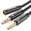 Picture of AUX perejimo laidas, 3.5mm lizdas 4pin- 2 x 3.5mm kistukai 3pin                                                                                       