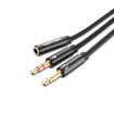 Picture of AUX perejimo laidas, 3.5mm lizdas 4pin- 2 x 3.5mm kistukai 3pin                                                                                       