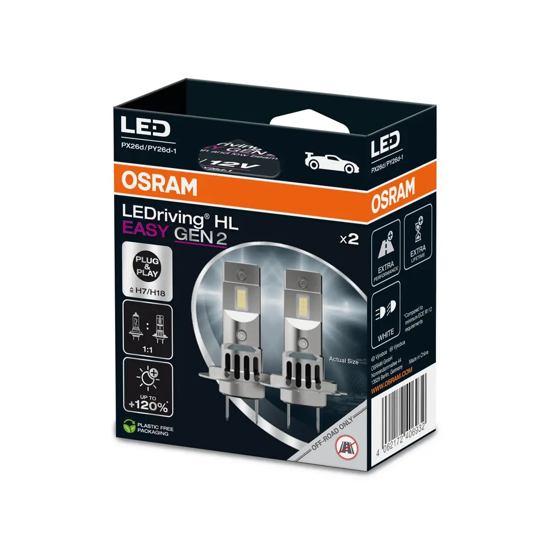 Osram LED pagrindines sviesos H7/H18, 6000K, 2vn, 64210DWESY2-HCB       